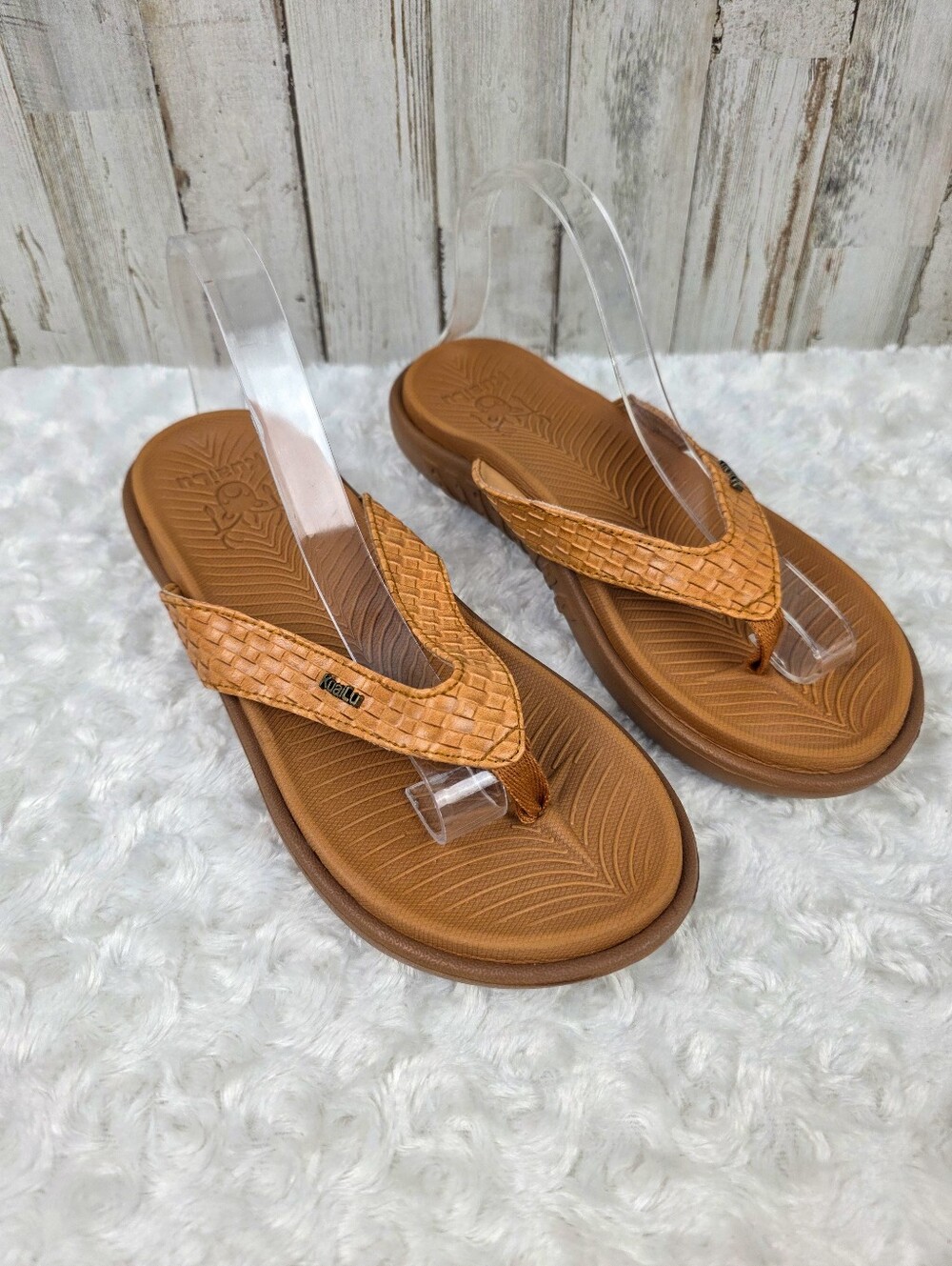 KuaiLu Womens Flip Flops Yoga Mat Sandals Coffee Brown Size 7.5
